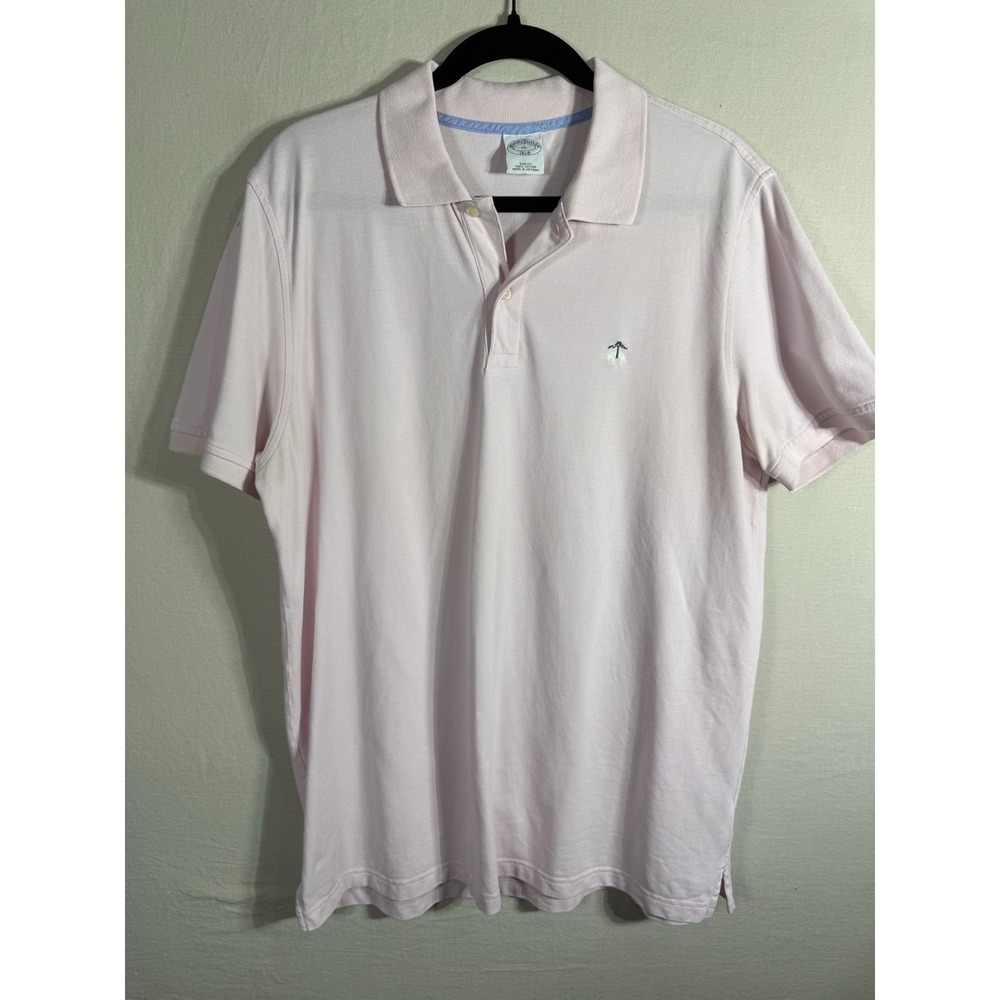 Brooks Brothers Mens XL Pink Polo Shirt Slim Fit Cotton Short Sleeve Logo Golf